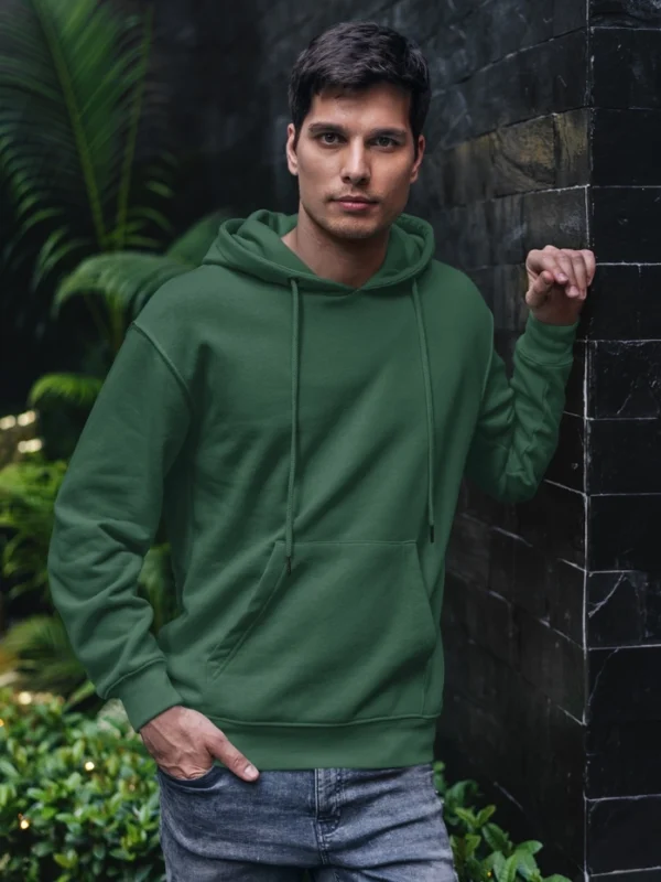Mens Hoodie Bottle Green Color