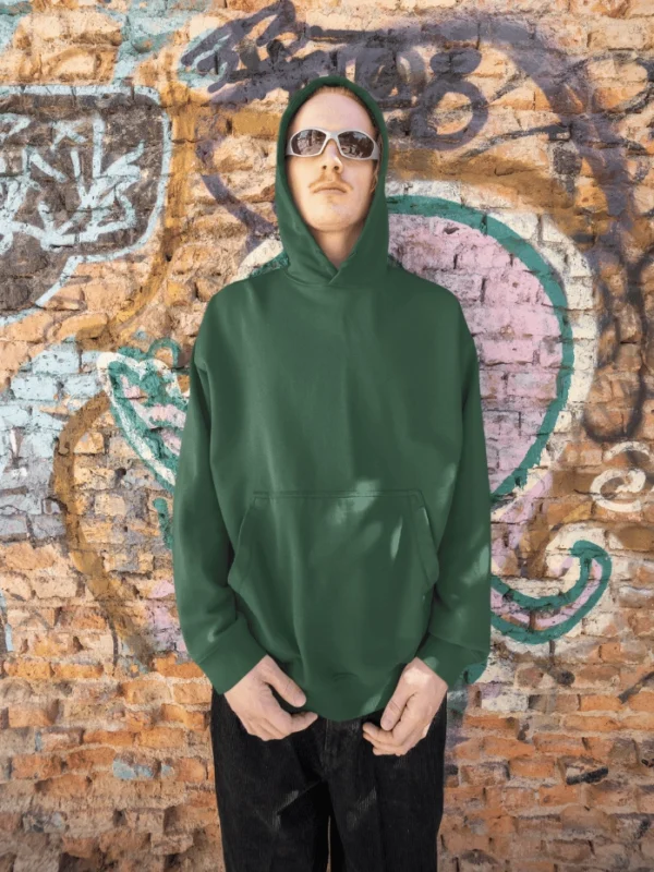 Oversized Hooded Sweatshirt Bottle Green