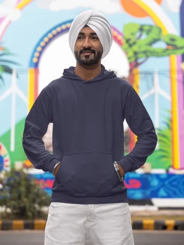 Mens Hoodie Navy Blue Color