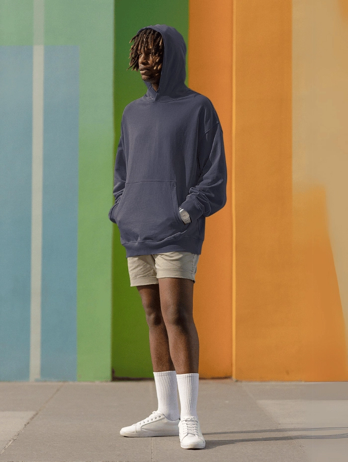 Navy Blue 2 Oversized Hooded Sweatshirt Navy Blue