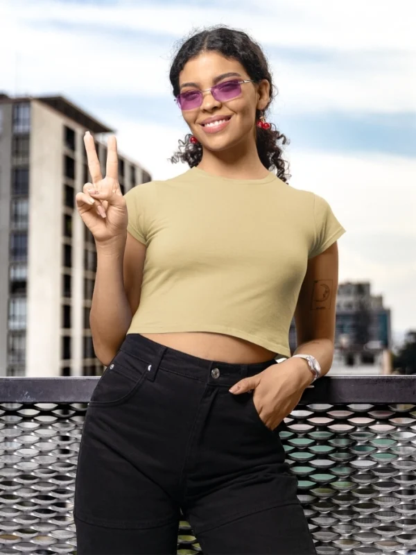 Womens Crop Top Beige